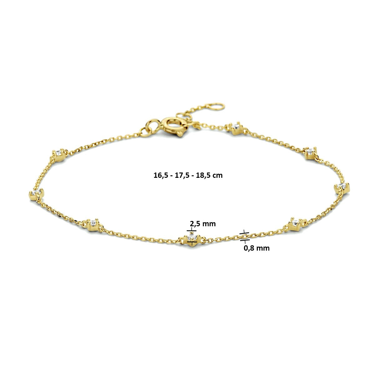 Fantasy Collection Armband zirkonia 16,5 - 17,5 - 18,5 cm 14K geelgoud