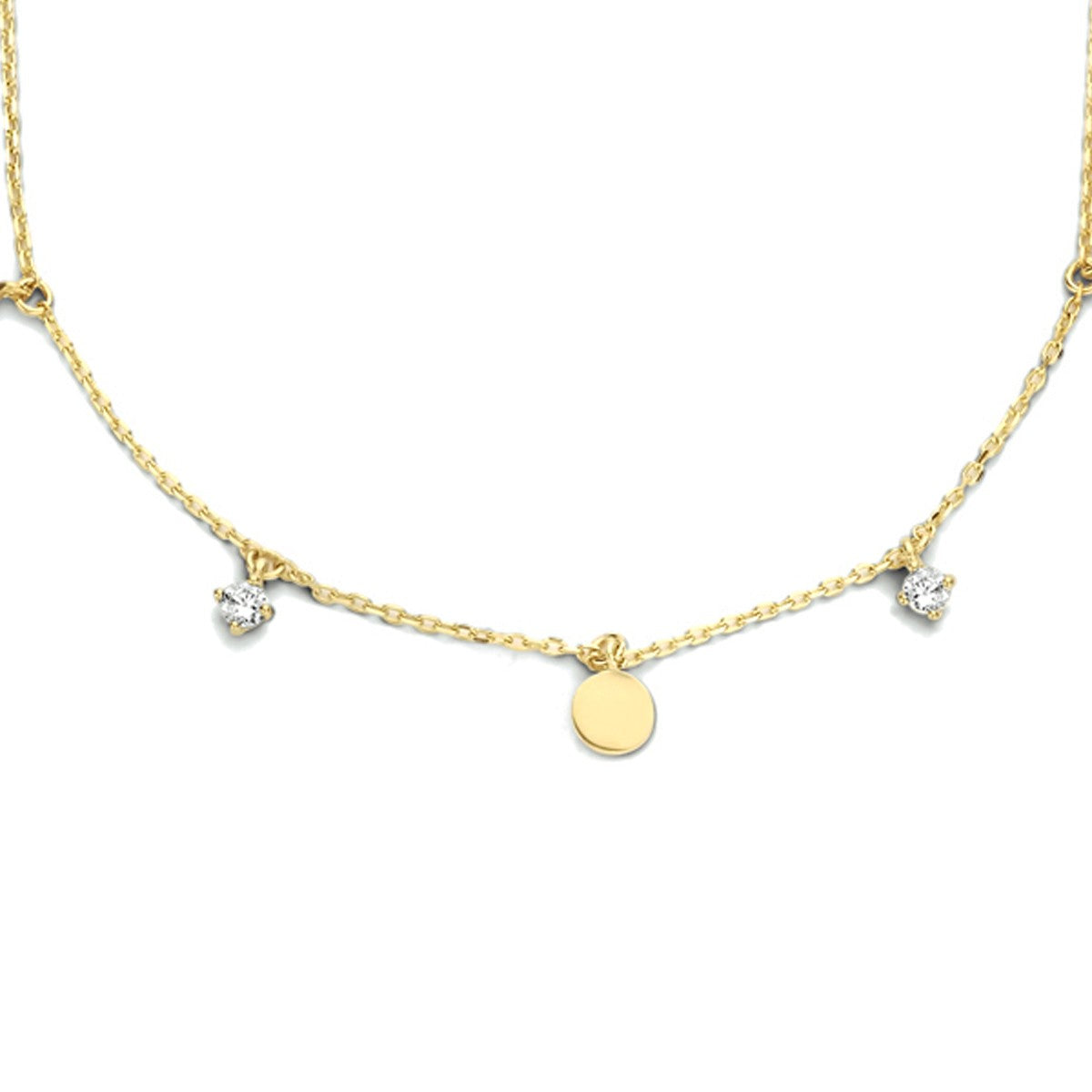 Fantasy Collection Collier rondjes zirkonia 40 - 42 - 44 cm 14K geelgoud