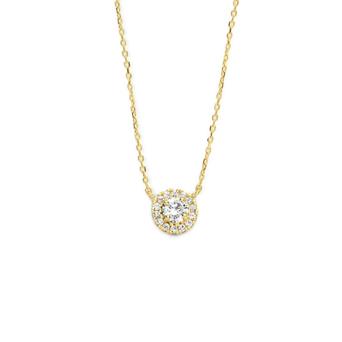 Fantasy Collection Collier zirkonia 40 - 42 - 44 cm halo 14K geelgoud