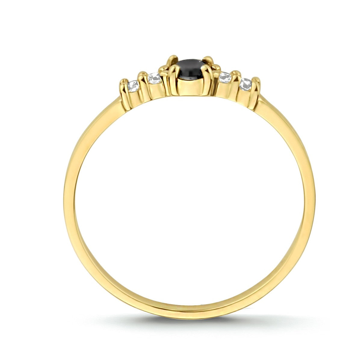 Fantasy Collection Ring zwart en wit zirkonia 14K geelgoud