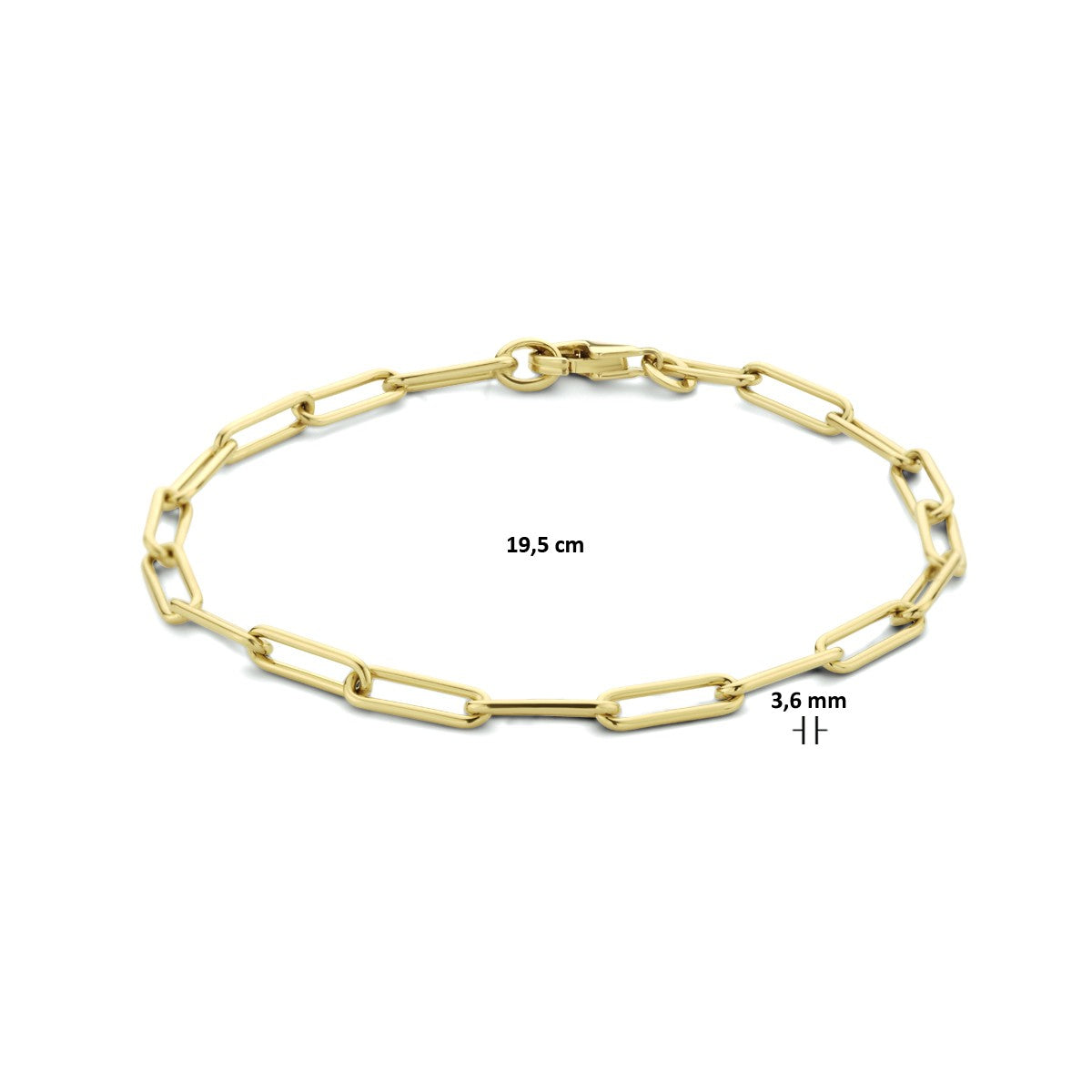 14K Geelgoud Armband Paperclip Rond Massief 3,6 Mm 19,5 Cm 4023789 - PansiteNederland.nl