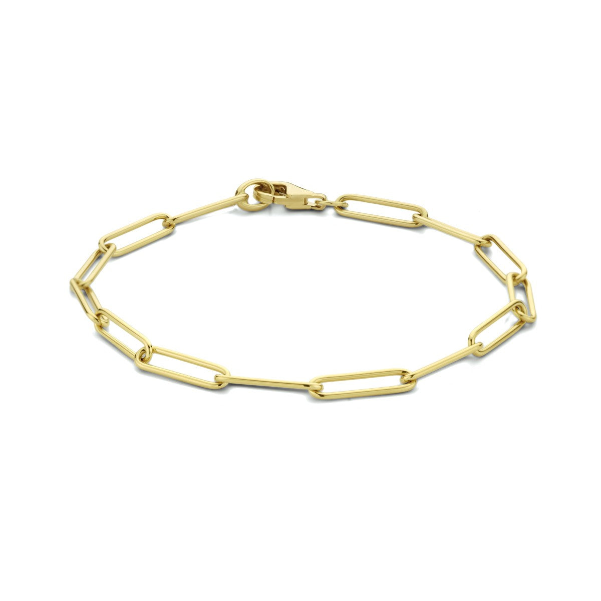 Fantasy Collection Armband paperclip rond massief 3,9 mm 19 cm 14K geelgoud