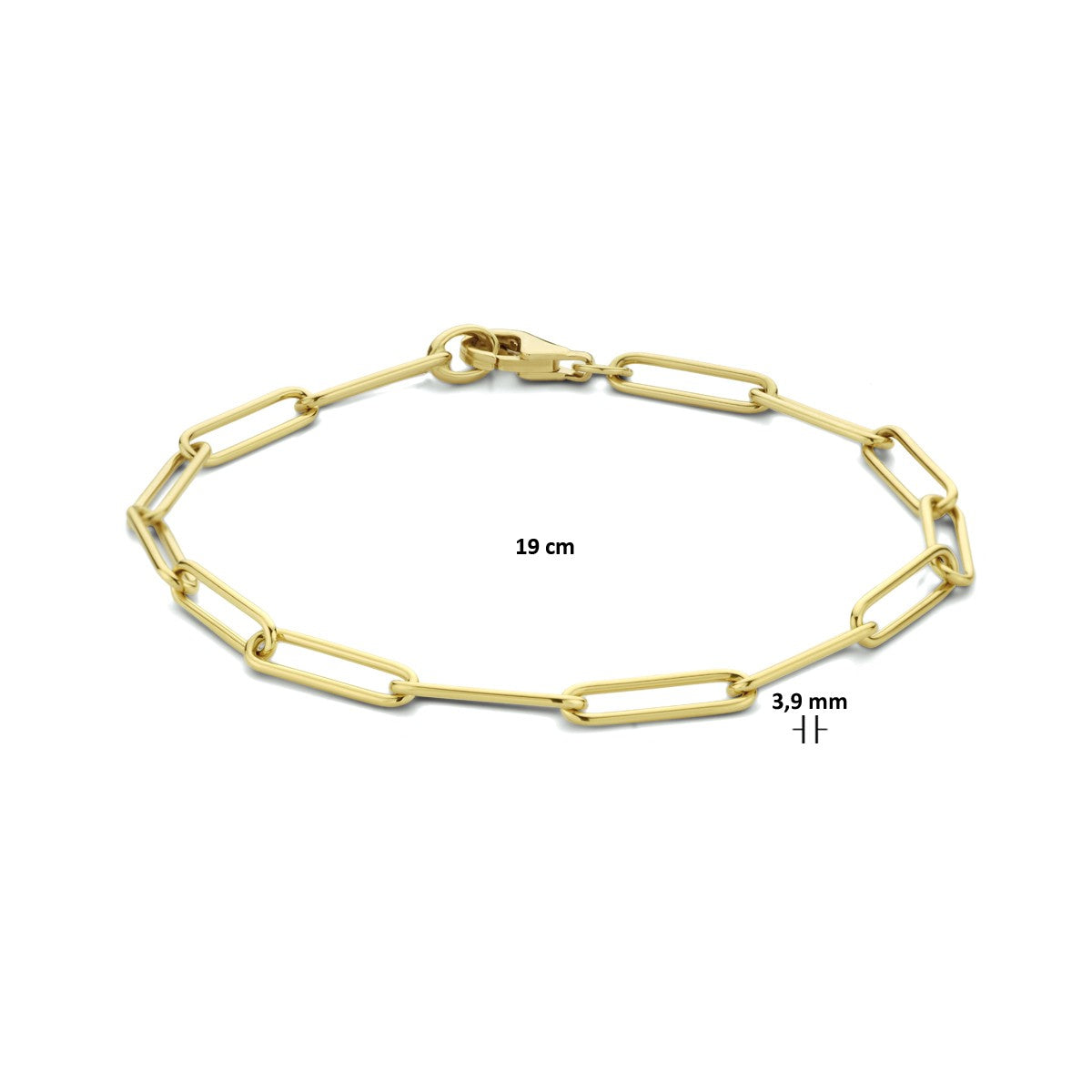 Fantasy Collection Armband paperclip rond massief 3,9 mm 19 cm 14K geelgoud