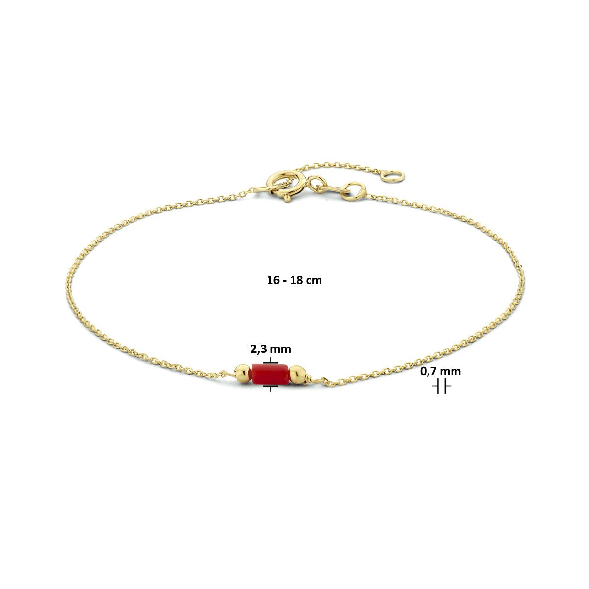 Fantasy Collection Armband koraal 16 - 18 cm 14K geelgoud