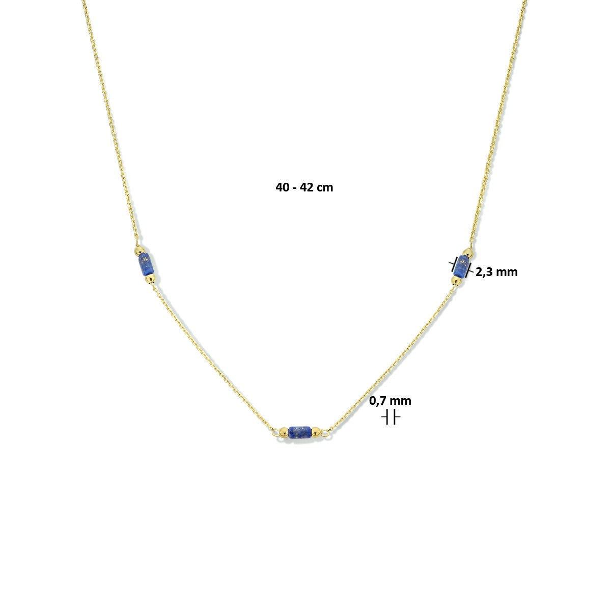 Fantasy Collection Collier lapis 40 - 42 cm 14K geelgoud