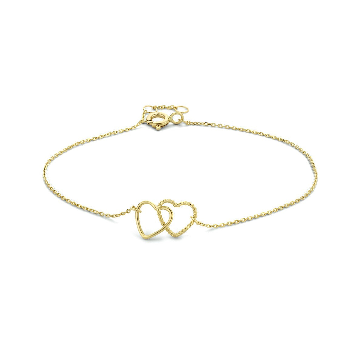 Fantasy Collection Armband hartjes 16,5 - 17,5 - 18,5 cm 14K geelgoud