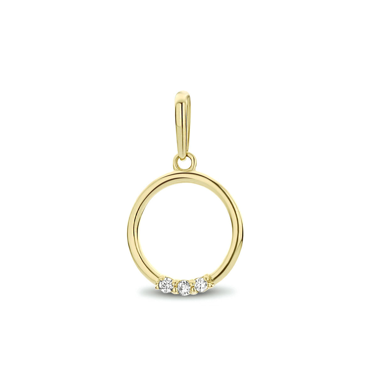 Fantasy Collection Hanger rond zirkonia 17 mm 14K geelgoud