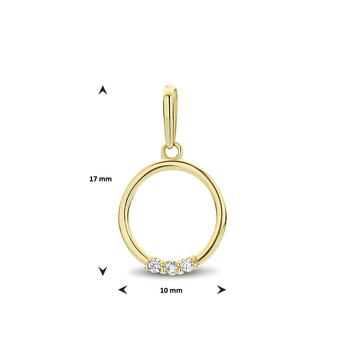 Fantasy Collection Hanger rond zirkonia 17 mm 14K geelgoud