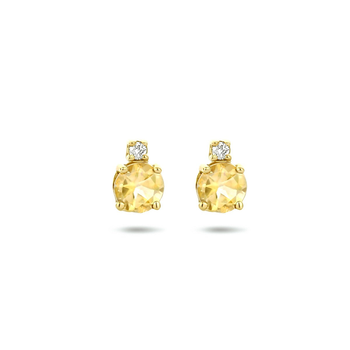 Fantasy Collection Oorbellen citrien en diamant (2x 0.015ct) h si 14K geelgoud