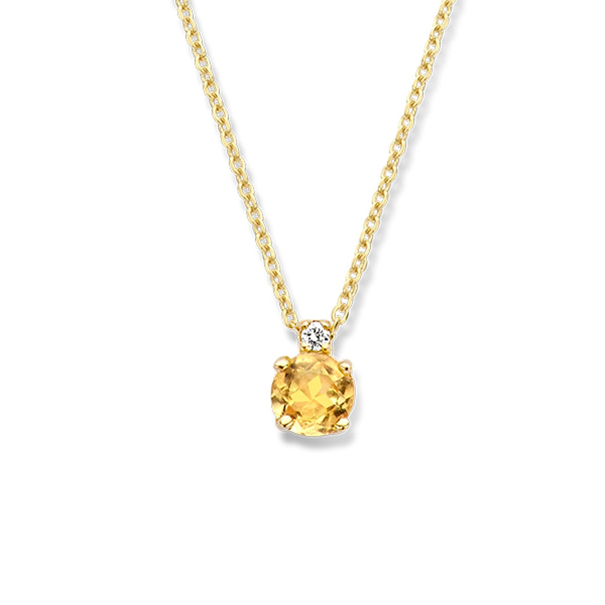 Fantasy Collection Collier citrien en diamant 0.015ct h si 40 cm 14K geelgoud