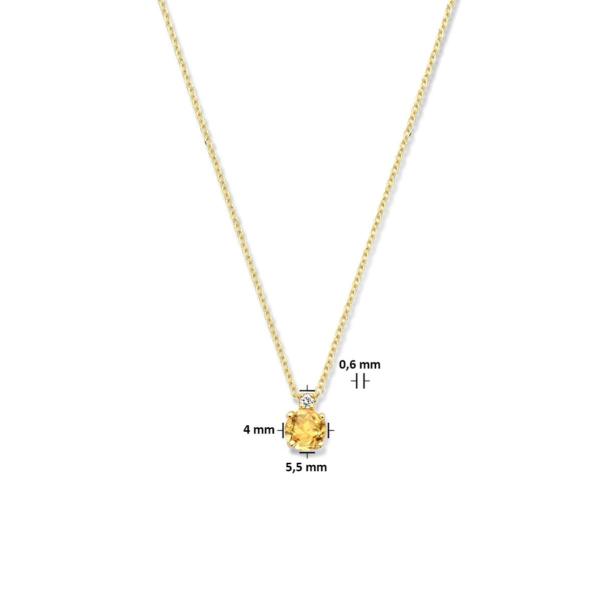 Fantasy Collection Collier citrien en diamant 0.015ct h si 40 cm 14K geelgoud