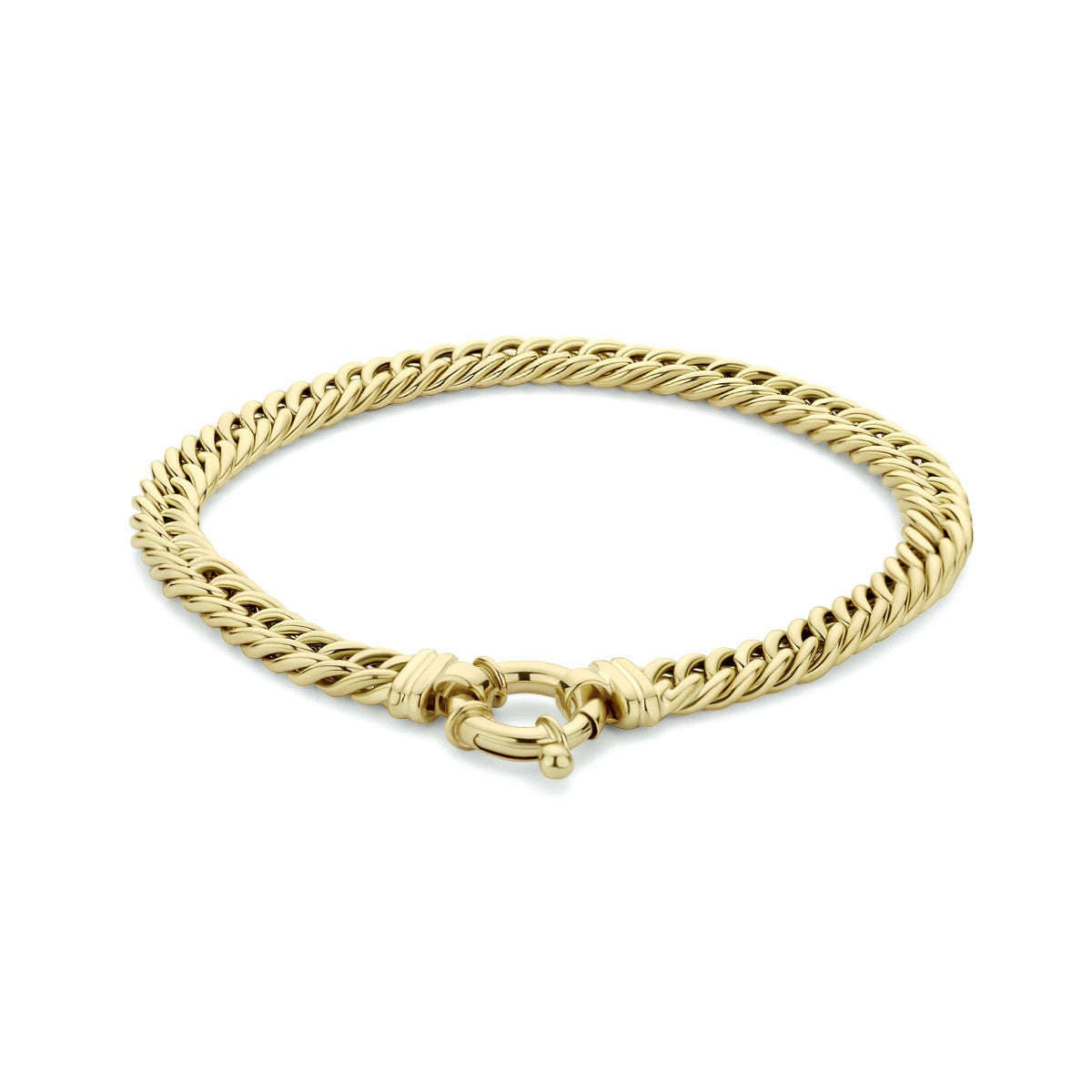 Fantasy Collection Armband gourmette 5,8 mm 19 cm met groot veerslot 14K geelgoud