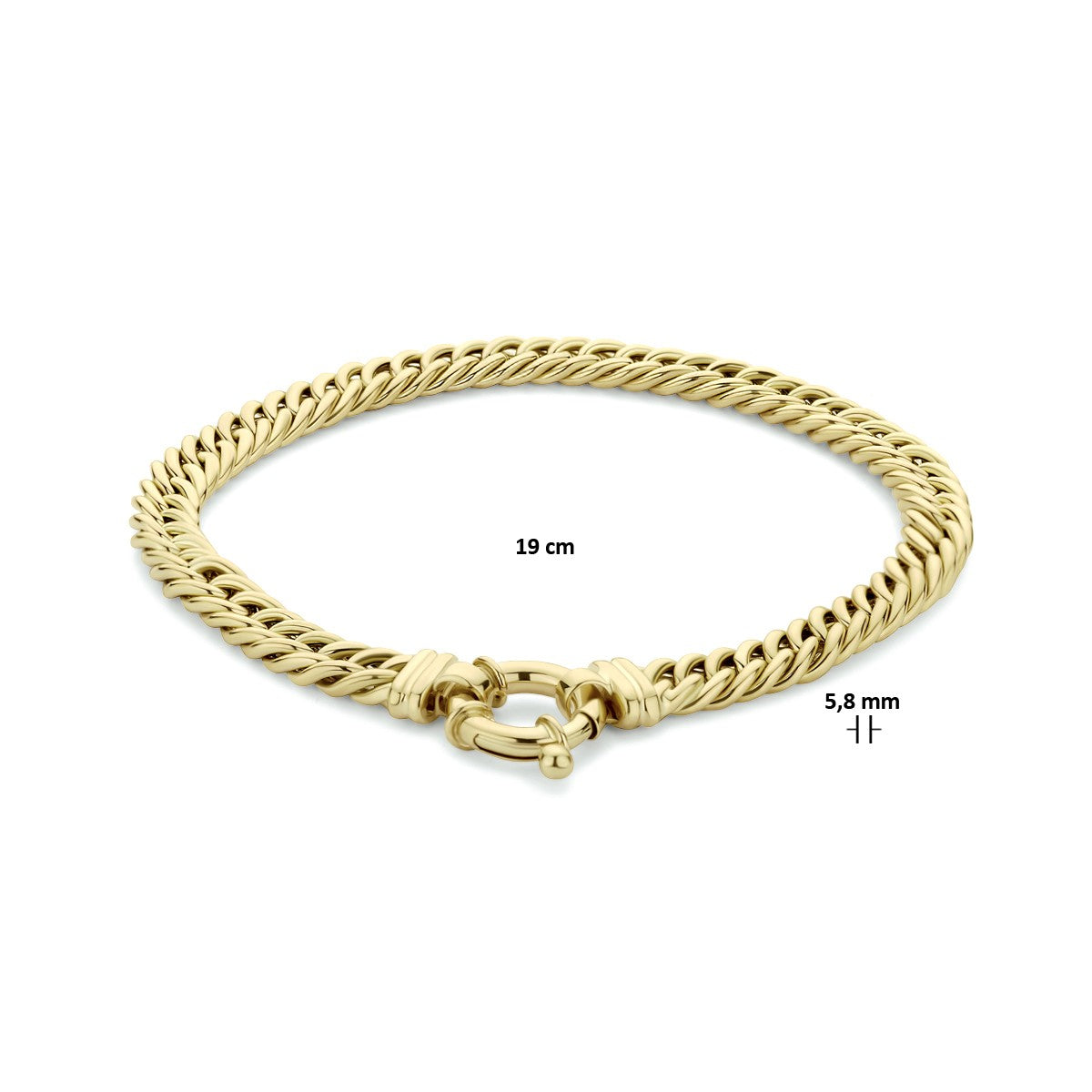 Fantasy Collection Armband gourmette 5,8 mm 19 cm met groot veerslot 14K geelgoud