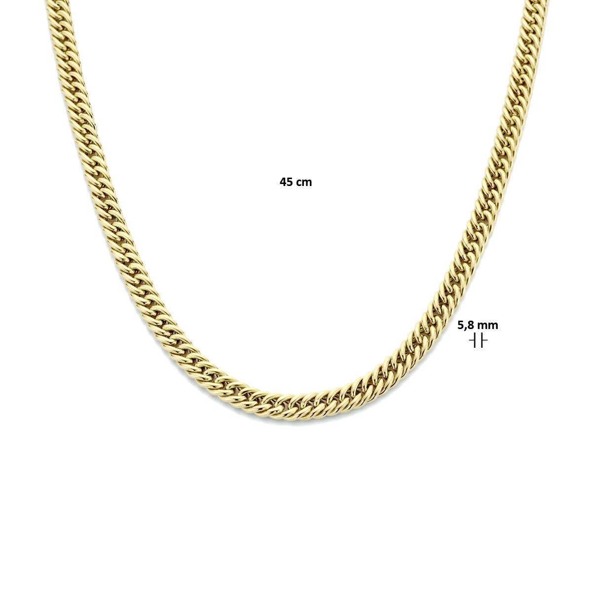 Fantasy Collection Collier gourmette 5,8 mm 45 cm met groot veerslot 14K geelgoud