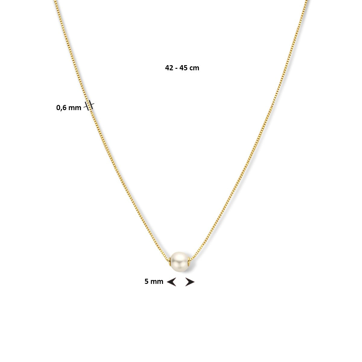 Fantasy Collection Collier parel 42 - 45 cm 14K geelgoud