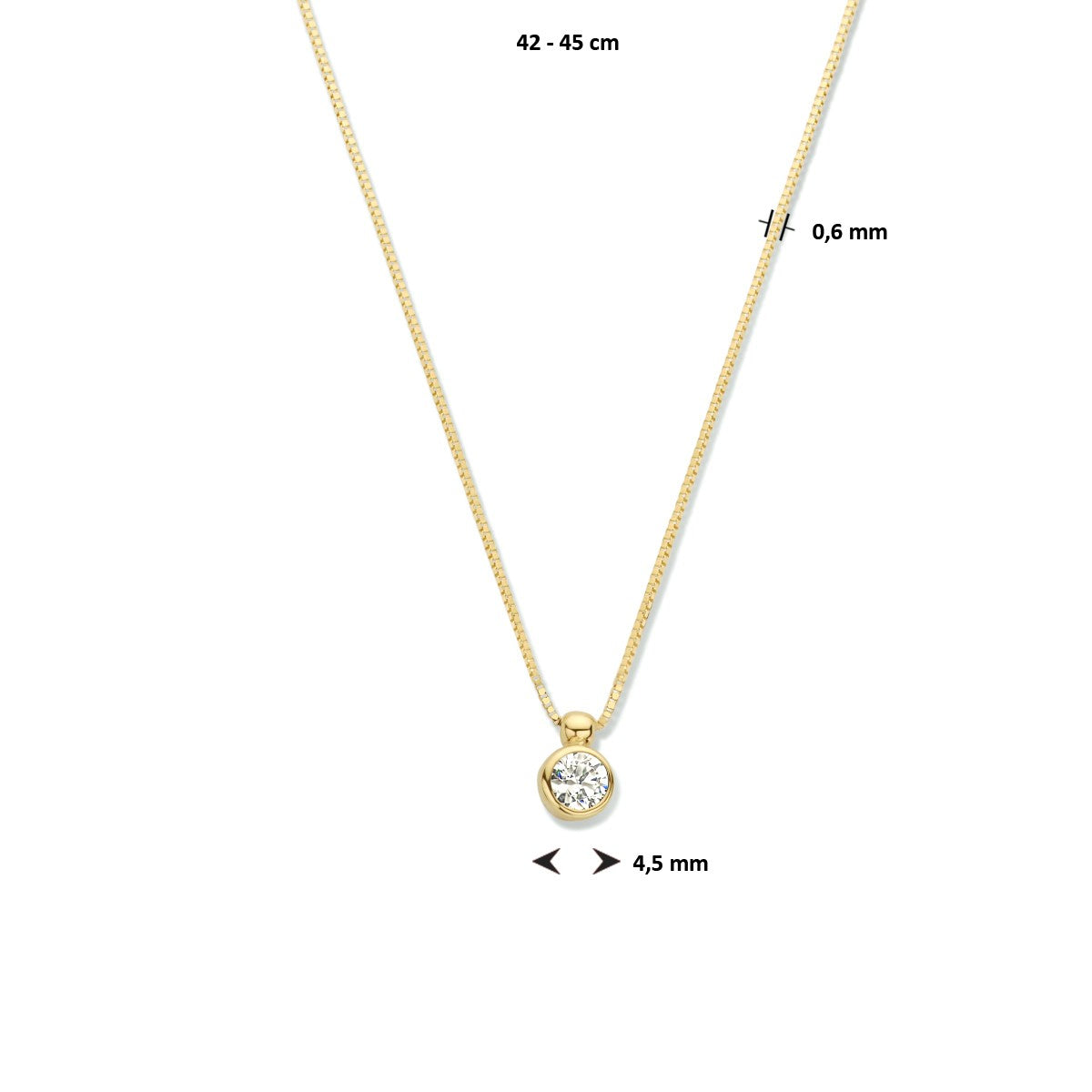 Fantasy Collection Collier zirkonia 42 - 45 cm 14K geelgoud