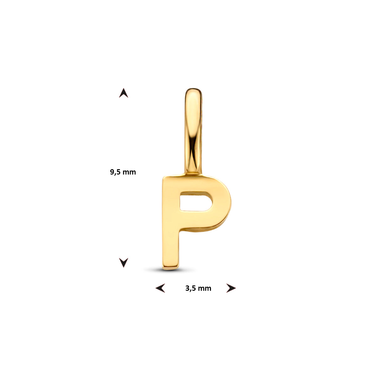 Hanger letter P 9,5 mm 14K geelgoud #Letter_P