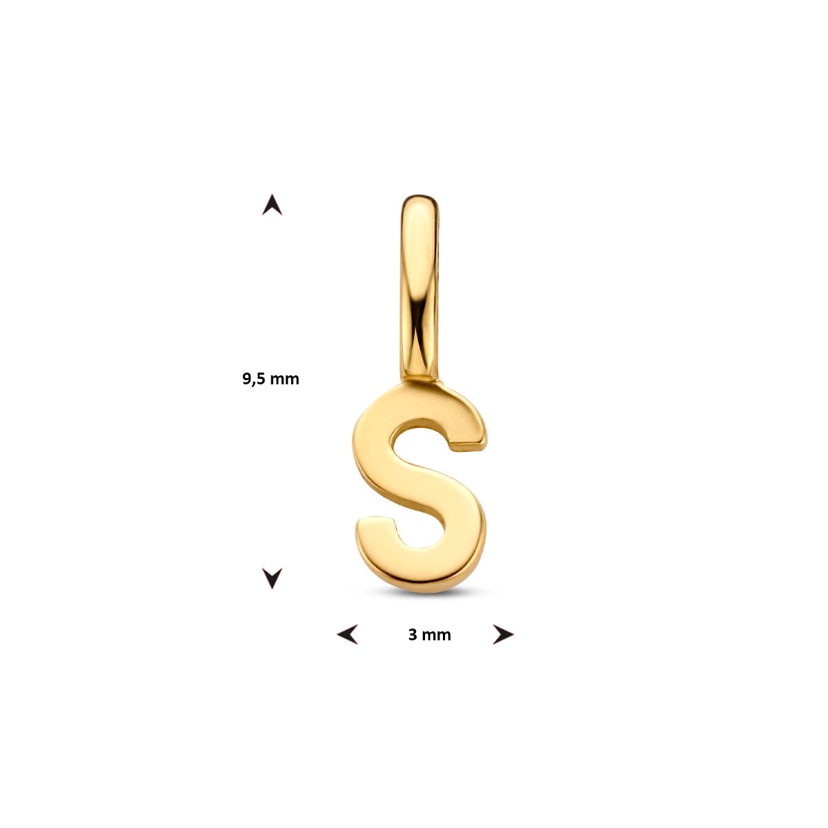 Hanger letter S 9,5 mm 14K geelgoud #Letter_S