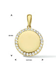 14K geelgoud graveerhanger rond zirkonia 4024031 - PansiteNederland.nl