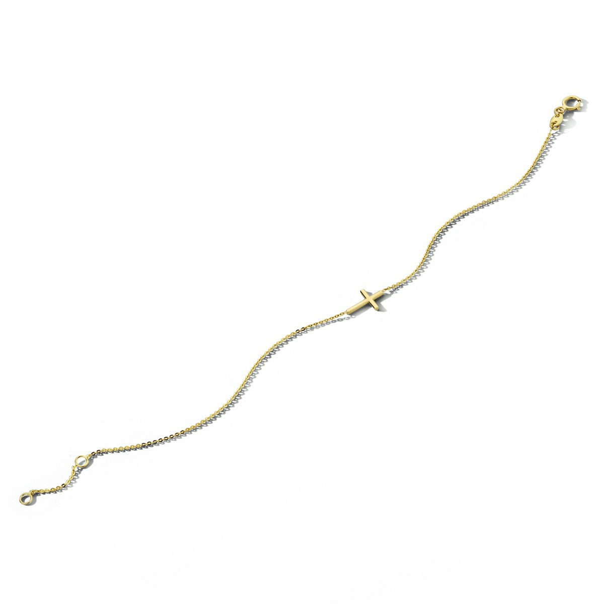 Fantasy Collection Armband kruis 16,5 + 2 cm 14K geelgoud