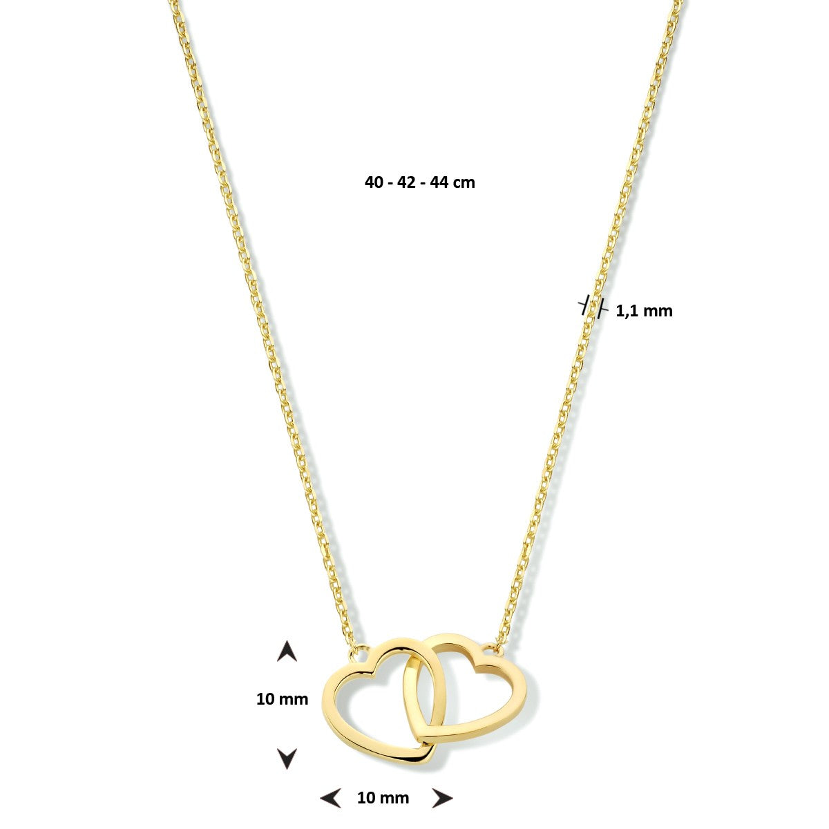 Fantasy Collection Collier hartjes 40 - 42 - 44 cm 14K geelgoud