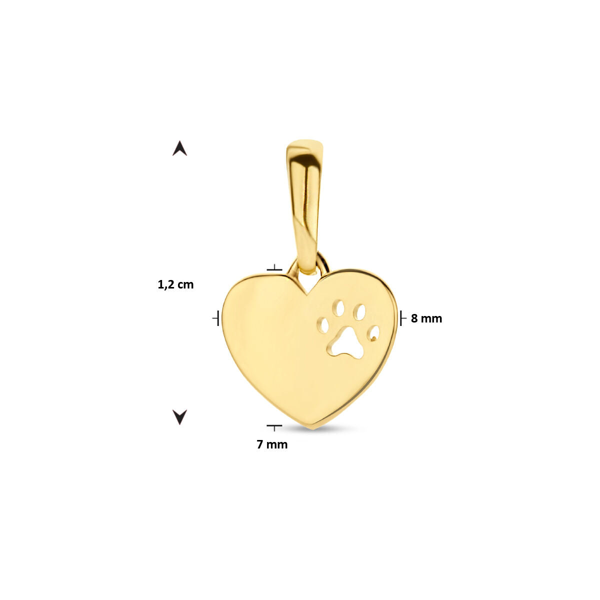 Fantasy Collection Graveerhanger hart hondenpoot 14K geelgoud