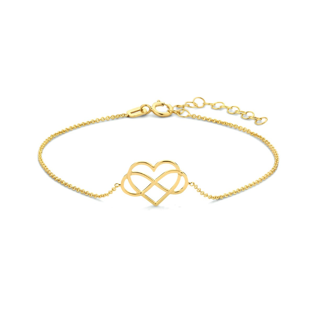Fantasy Collection Armband hart en infinity 16 + 3 cm 14K geelgoud