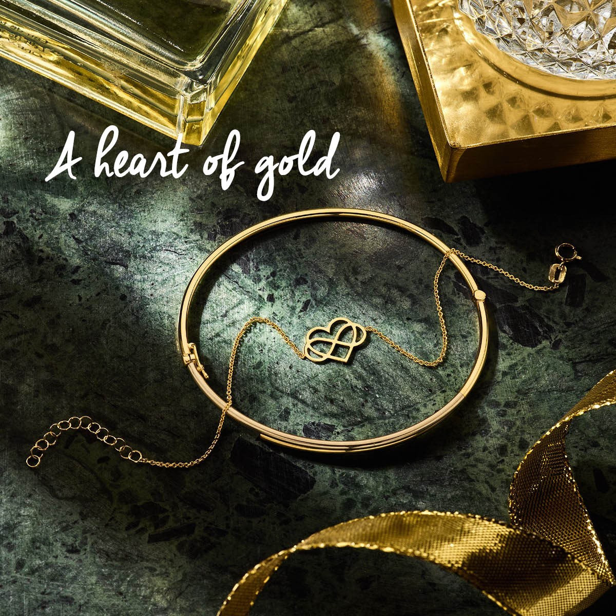 Fantasy Collection Armband hart en infinity 16 + 3 cm 14K geelgoud