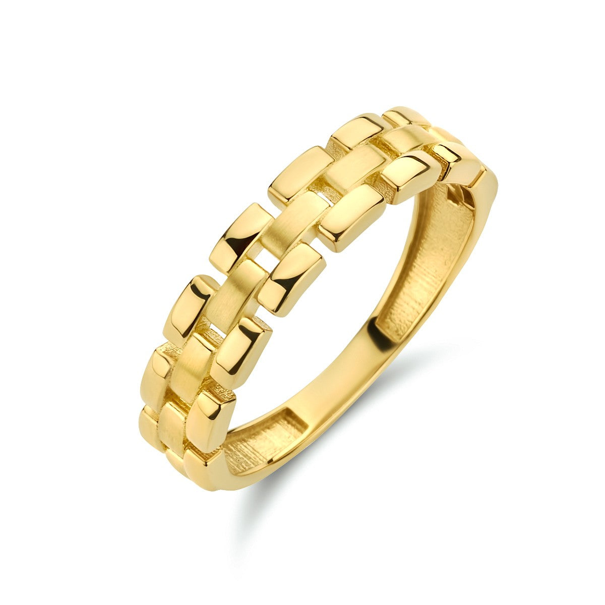 Fantasy Collection Ring schakel poli/mat 14K geelgoud