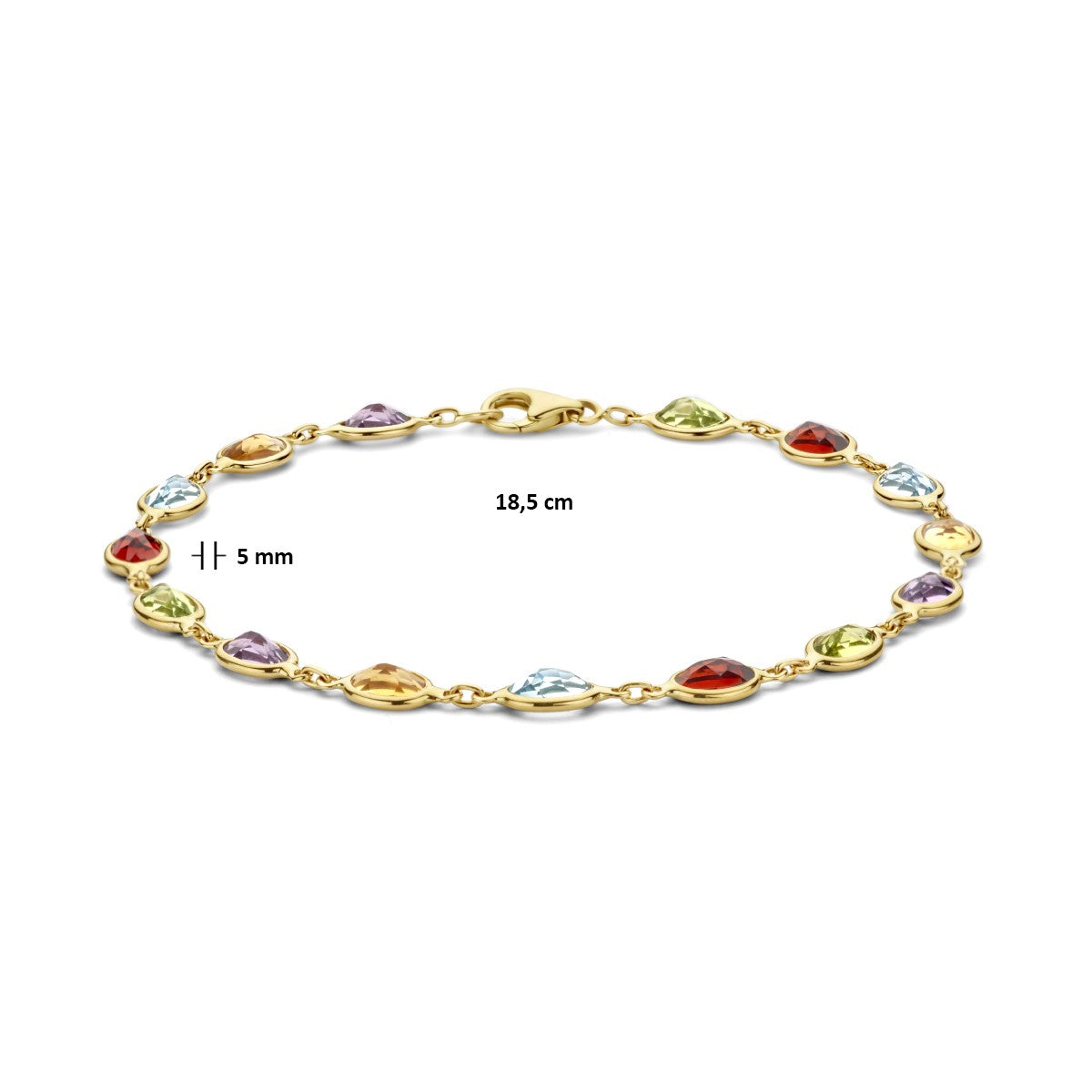 Fantasy Collection Armband natuurlijke kleurstenen 18,5 cm 14K geelgoud