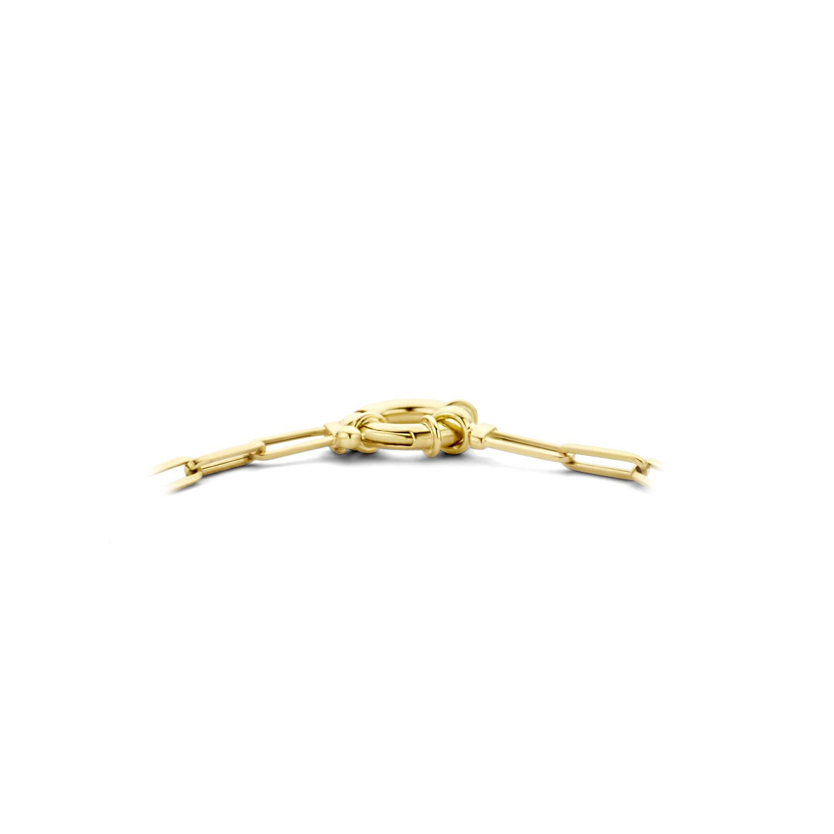 Fantasy Collection Collier paperclip vierkante buis 3,0 mm 45 cm met groot veerslot 14K geelgoud