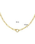 14K geelgoud collier paperclip vierkante buis 4,5 mm 45 cm met groot springslot 4024539 - PansiteNederland.nl