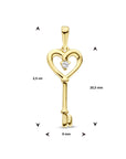 14K geelgoud hanger hart en sleutel zirkonia 4024647 - PansiteNederland.nl