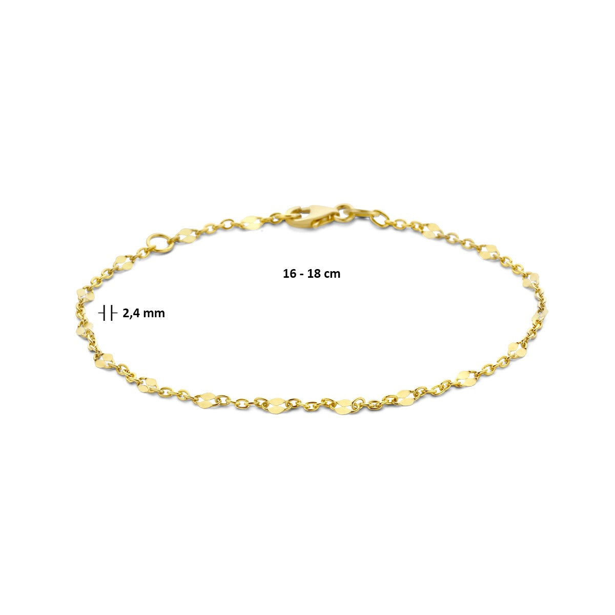 Fantasy Collection Armband anker met tussenstuk 16 - 18 cm 14K geelgoud
