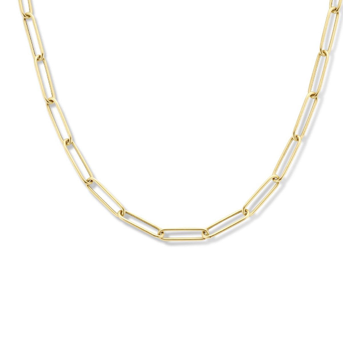 Fantasy Collection Collier paperclip ronde buis 4,0 mm 45 cm met groot veerslot 14K geelgoud