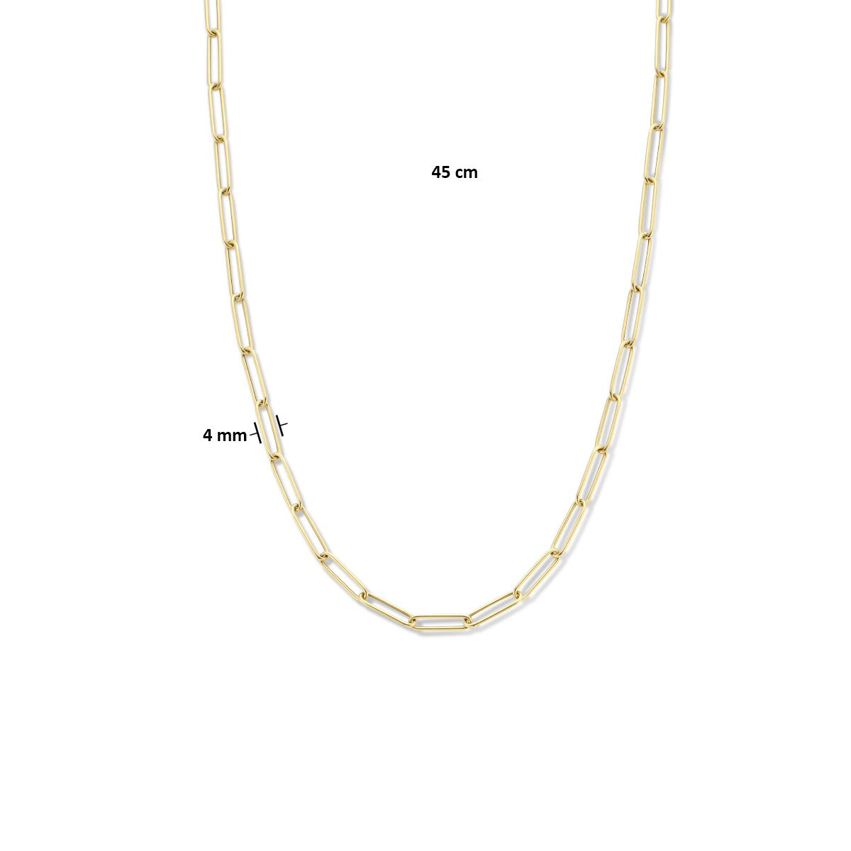 Fantasy Collection Collier paperclip ronde buis 4,0 mm 45 cm met groot veerslot 14K geelgoud