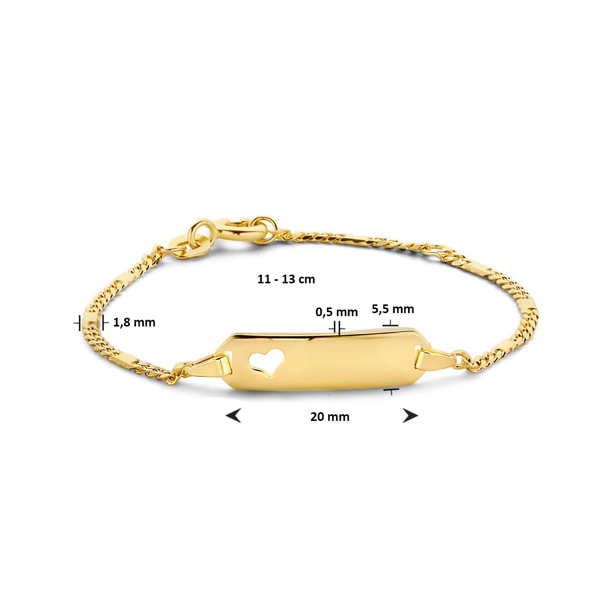 Fantasy Collection Graveerarmband hart plaat 5,5 mm 14K geelgoud