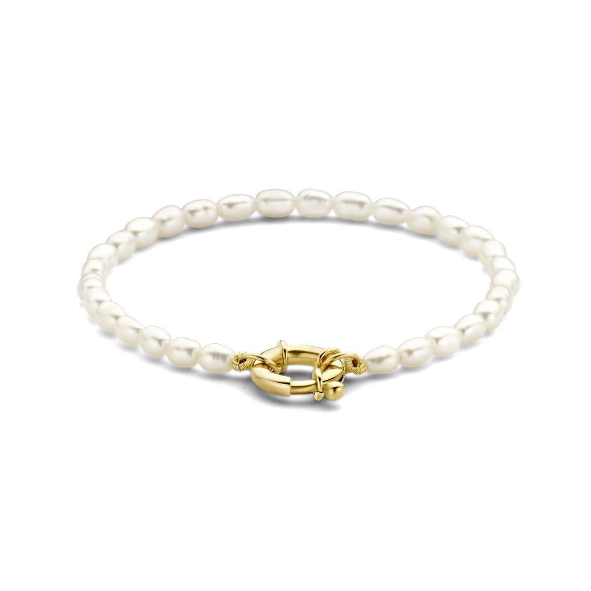 Fantasy Collection Armband parels 18,5 cm met groot veerslot 14K geelgoud