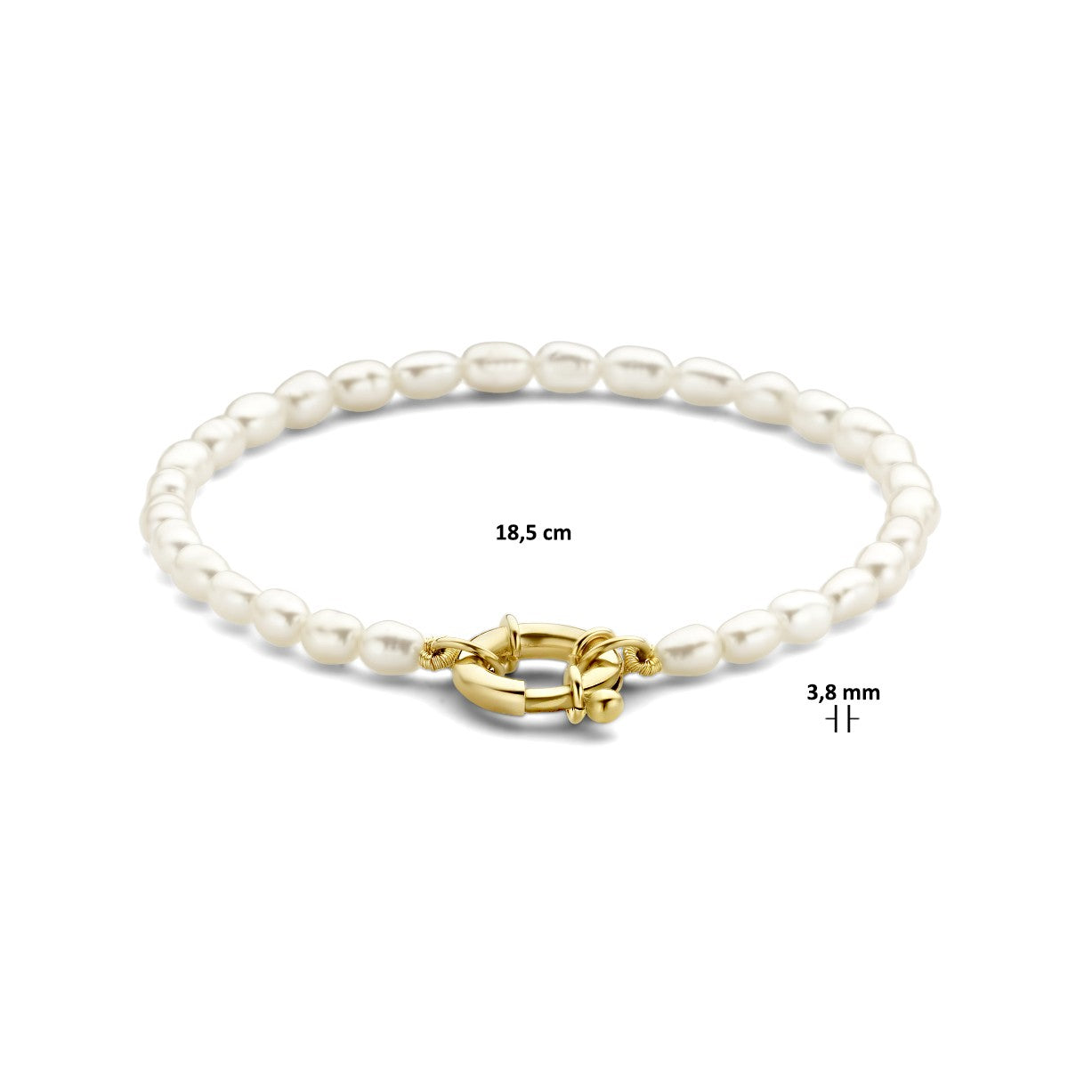Fantasy Collection Armband parels 18,5 cm met groot veerslot 14K geelgoud