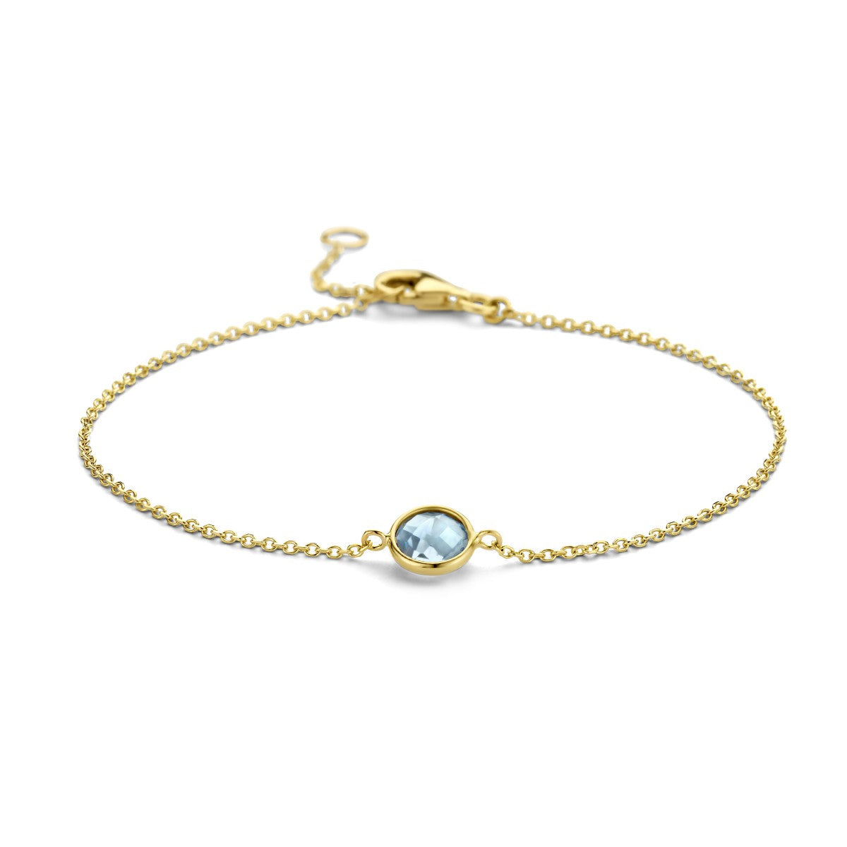 Fantasy Collection Armband blauw topaas 16,5 - 19 cm 14K geelgoud