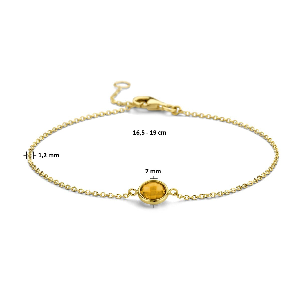 Fantasy Collection Armband citrien 16,5 - 19 cm 14K geelgoud