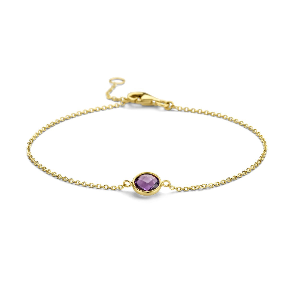 Fantasy Collection Armband amethist 16,5 - 19 cm 14K geelgoud