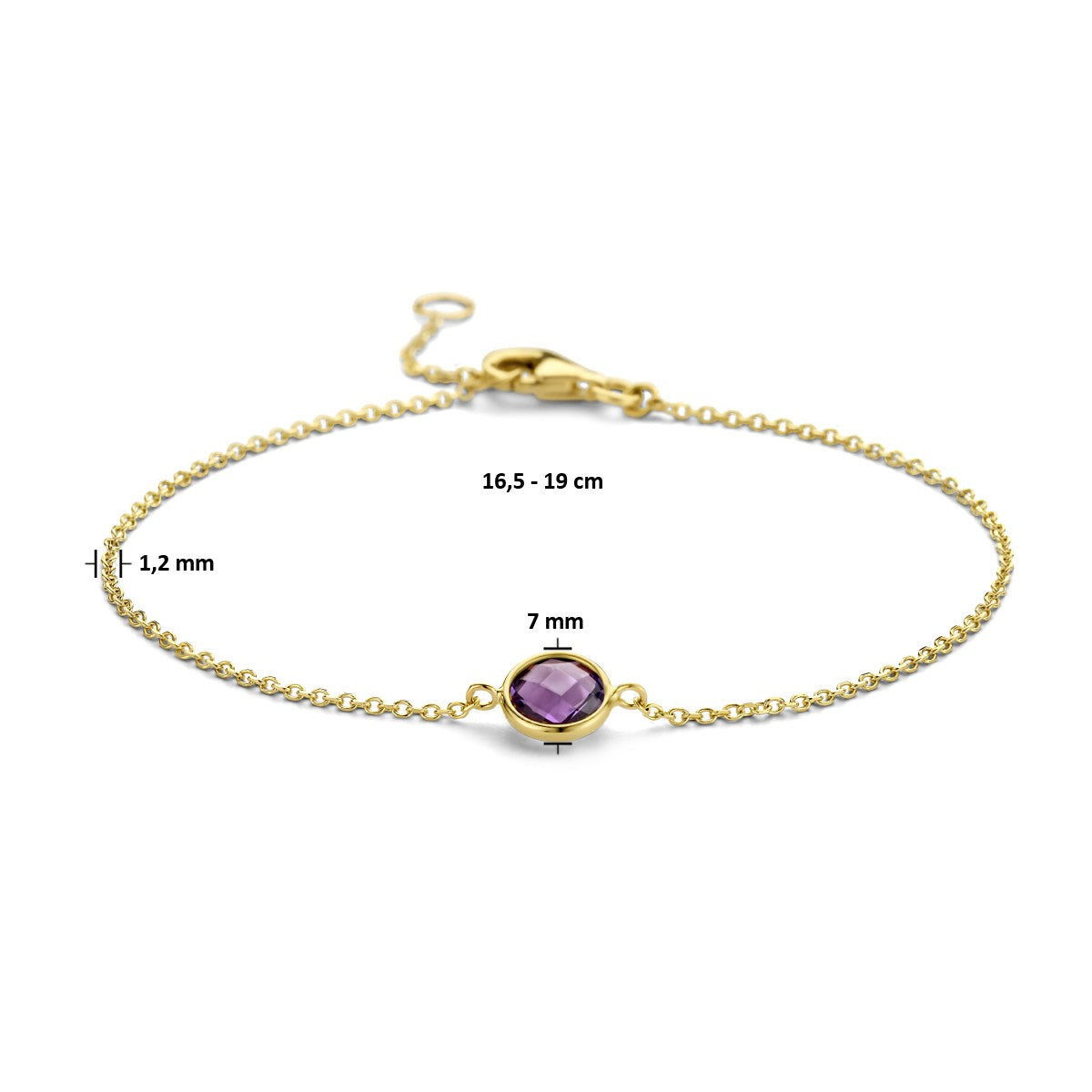 Fantasy Collection Armband amethist 16,5 - 19 cm 14K geelgoud