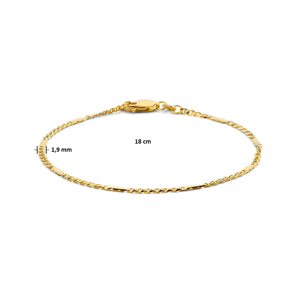 Fantasy Collection Armband valkenoog met tussenstuk 1,9 mm 14K geelgoud