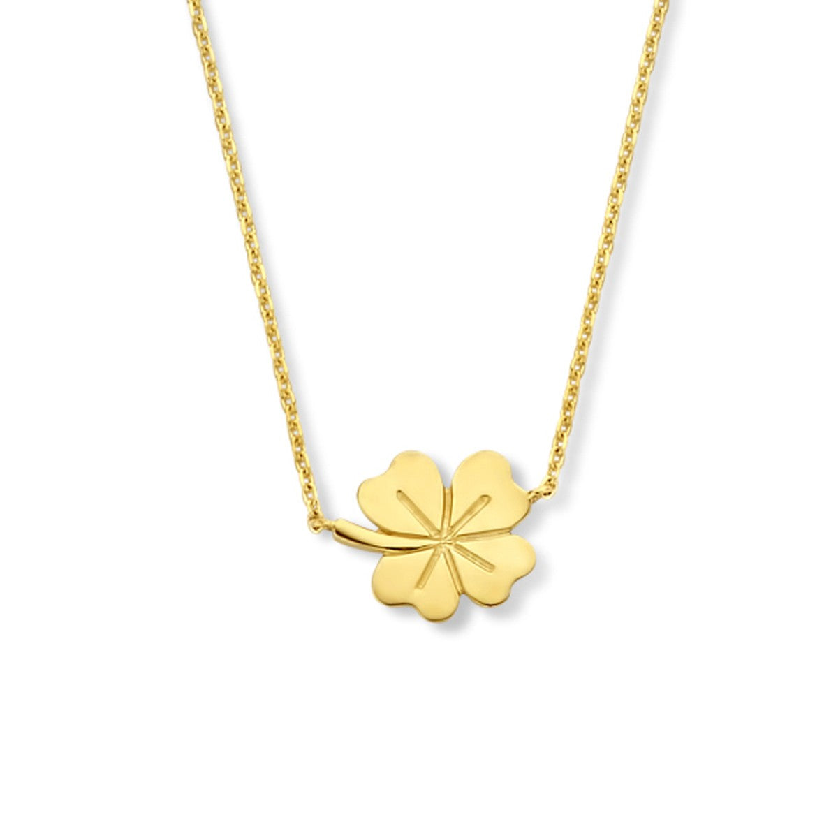 Fantasy Collection Collier klavertje 40 - 42 - 44 cm 14K geelgoud