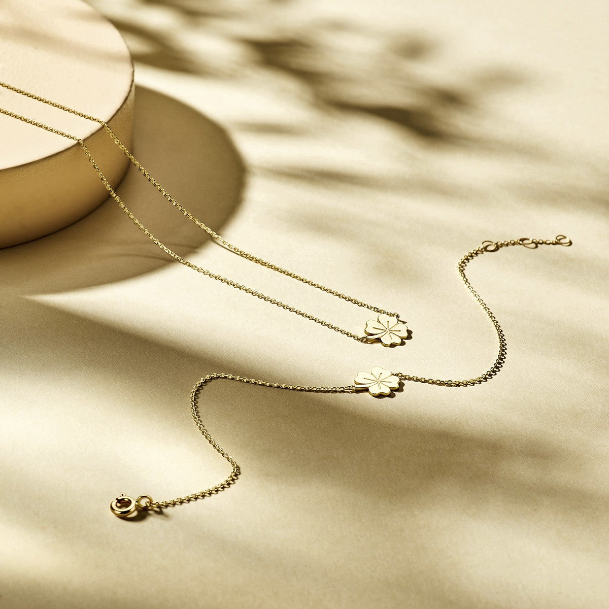Fantasy Collection Collier klavertje 40 - 42 - 44 cm 14K geelgoud