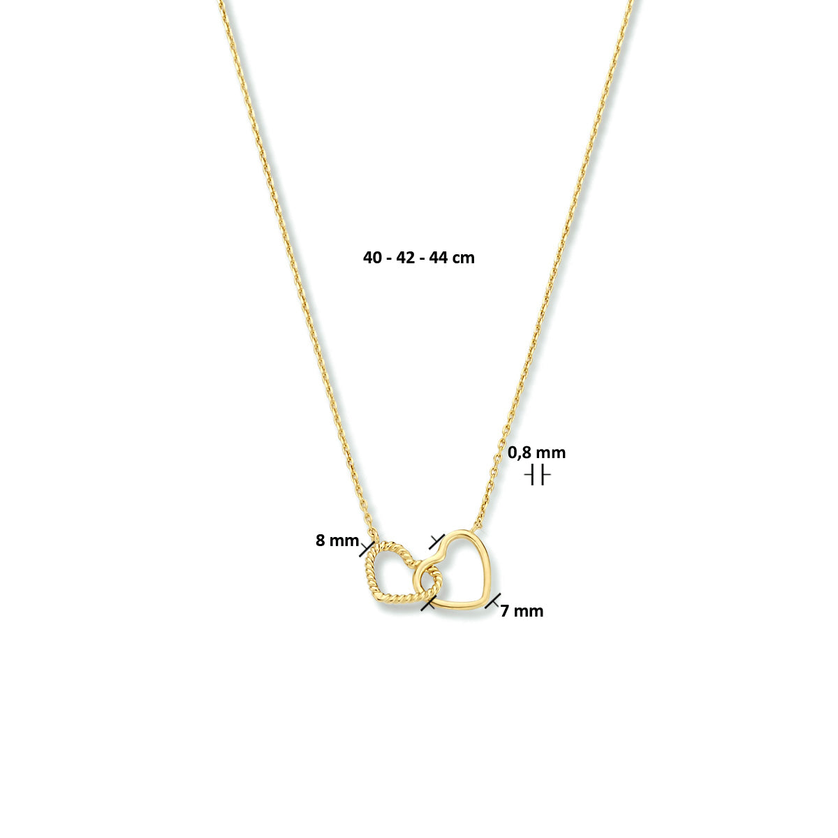 Fantasy Collection Collier hartjes 14K geelgoud 40 - 42 - 44 cm - afbeelding 4