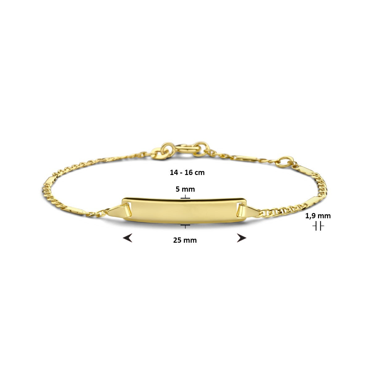 Fantasy Collection Graveerarmband plaat 5,0 mm 14K geelgoud