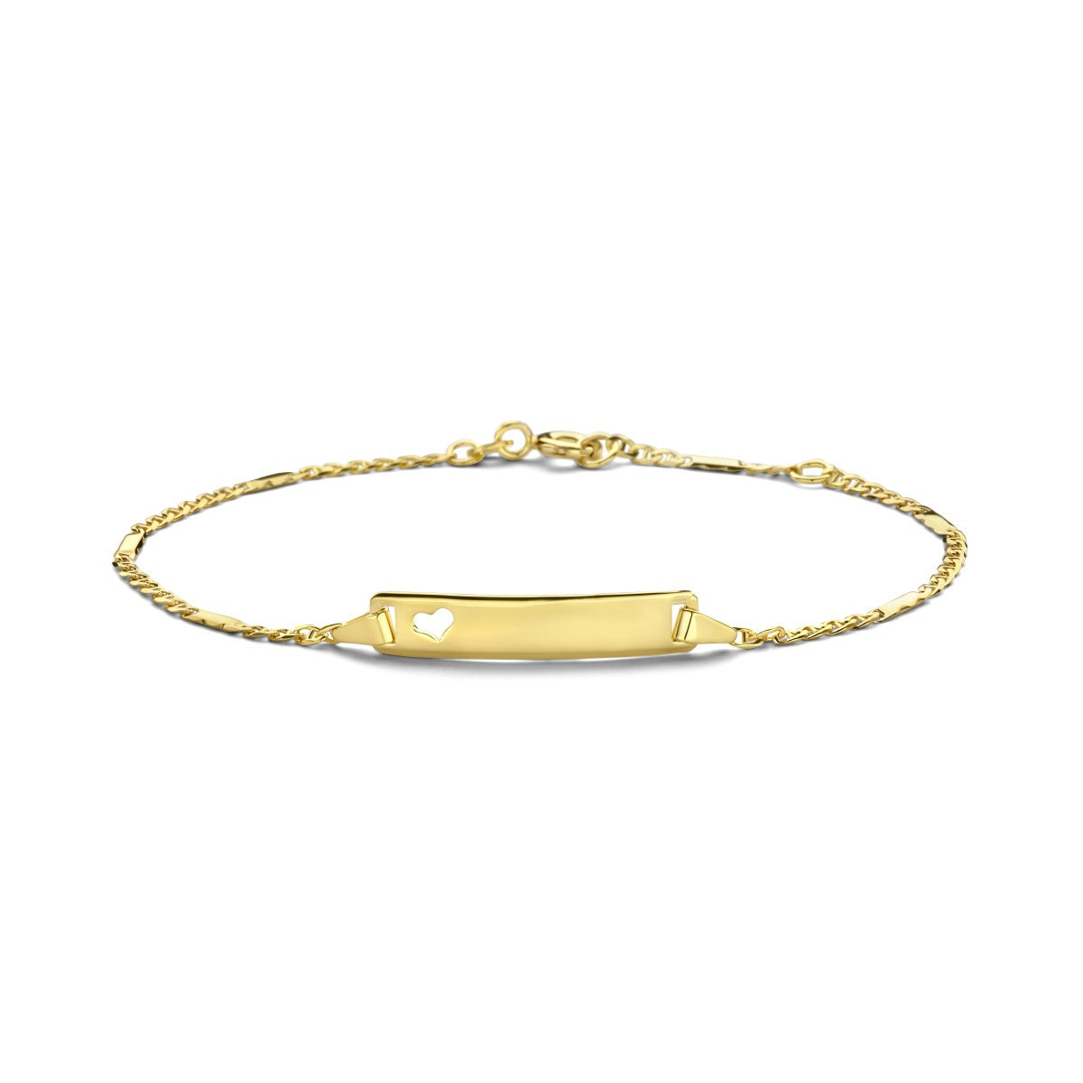 Fantasy Collection Graveerarmband hart plaat 5,0 mm 14K geelgoud