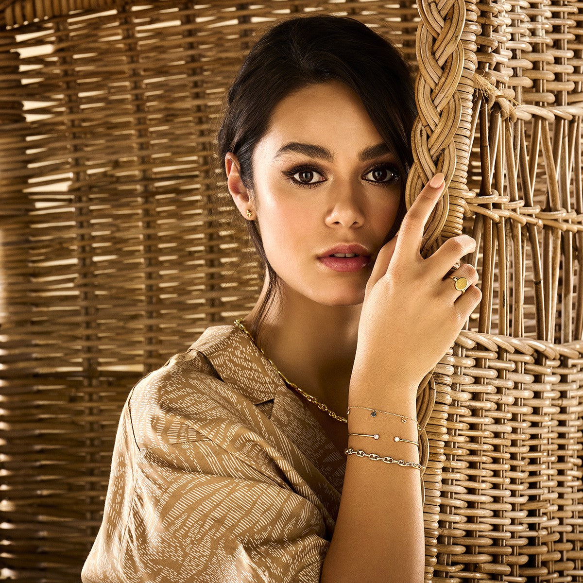 Fantasy Collection Collier koffieboon 5,8 mm 43 cm 14K geelgoud